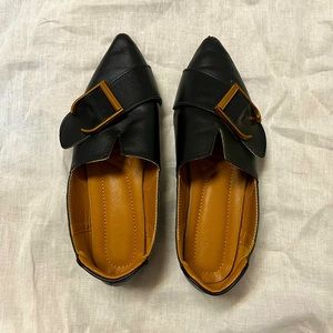 Black Leather Loafers Ladies Size 5